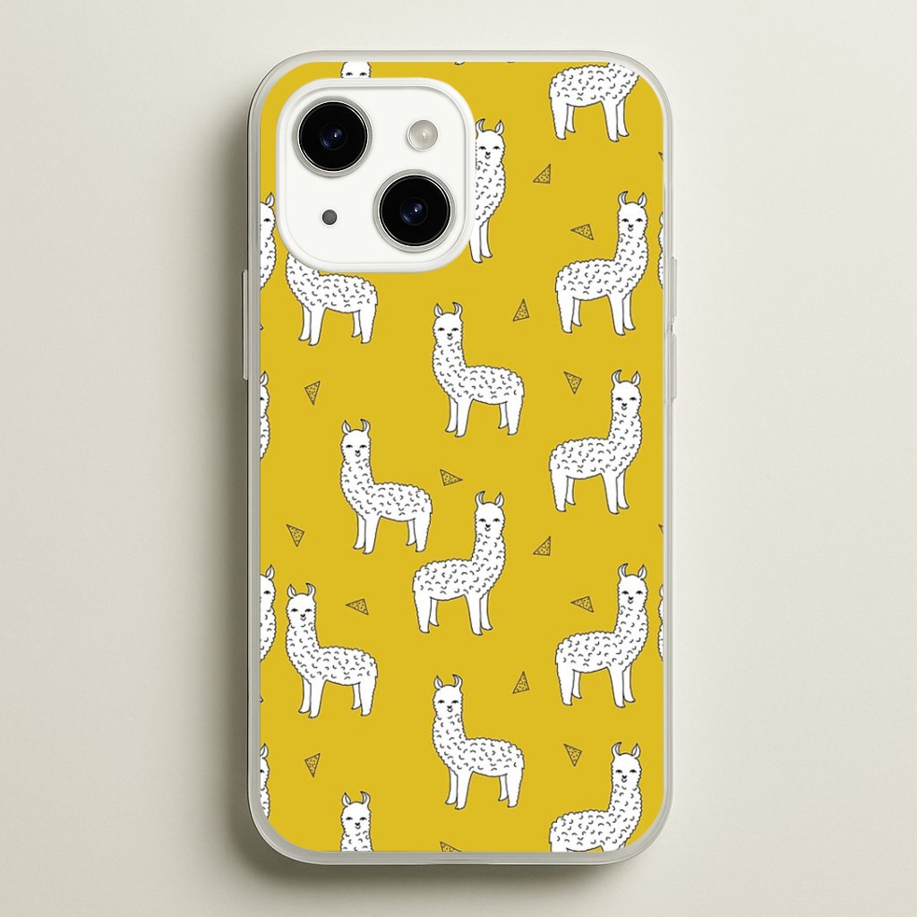 Mustard Alpaca Pattern Phone Case
