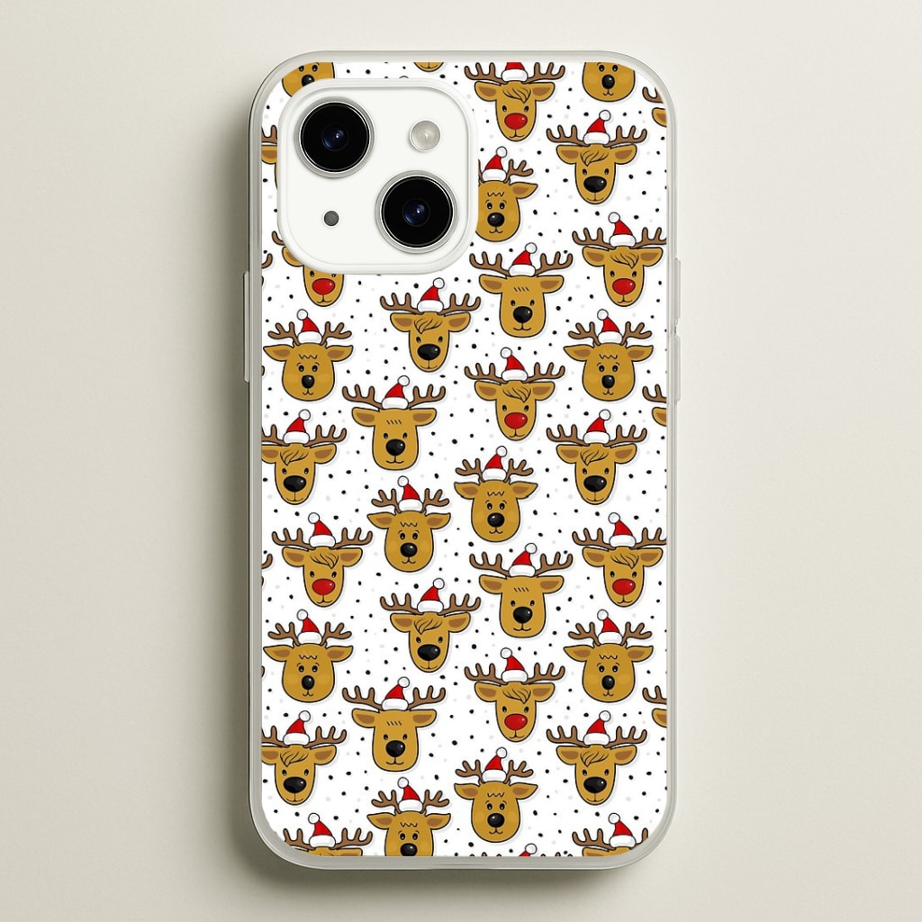 Reindeers In Santa Hats Pattern Phone Case