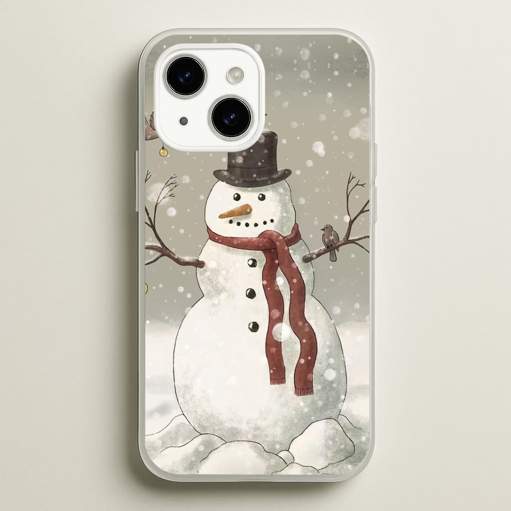 Christmas Snowman Drawing Phone Case