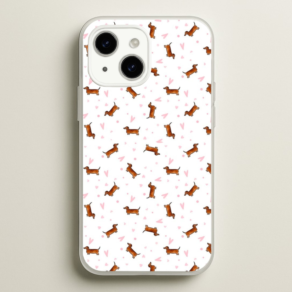Dachshund Pattern - White Phone Case
