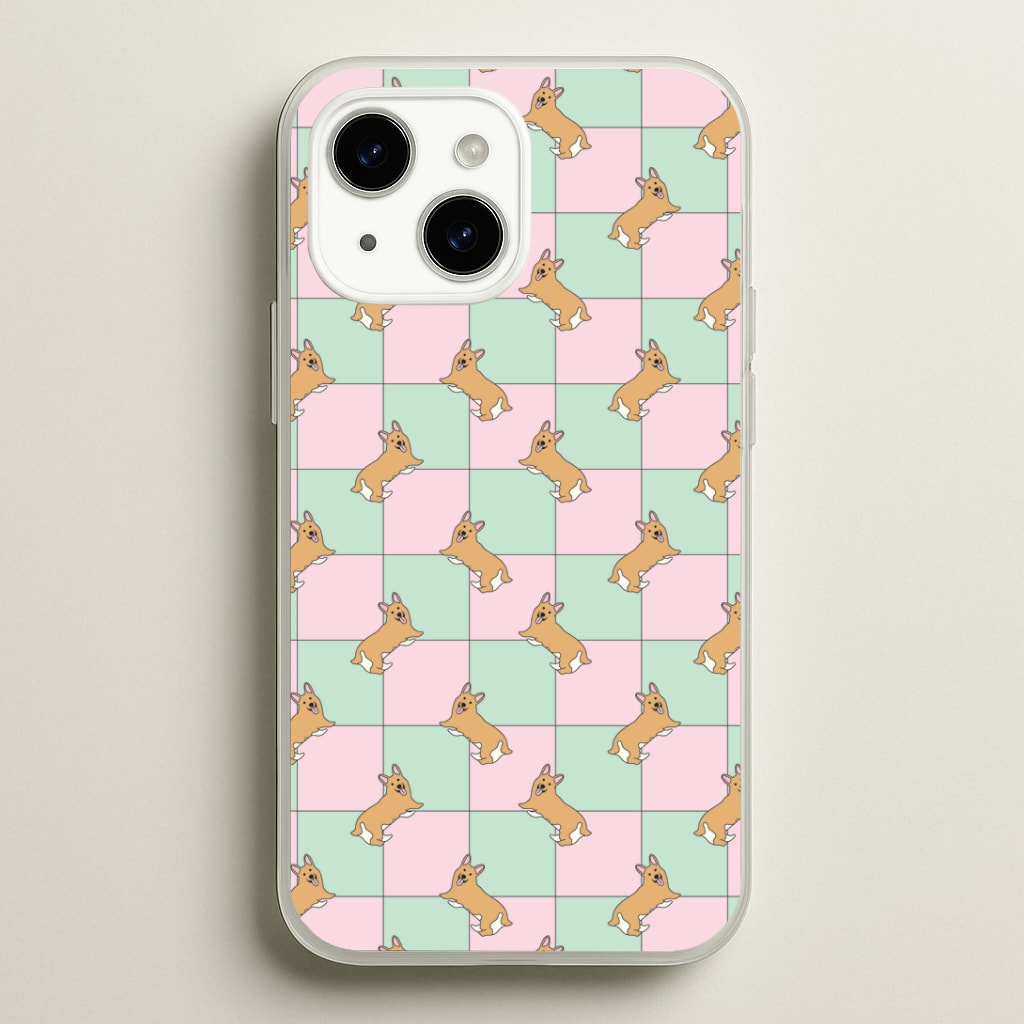 Checkered Corgis Pattern Phone Case