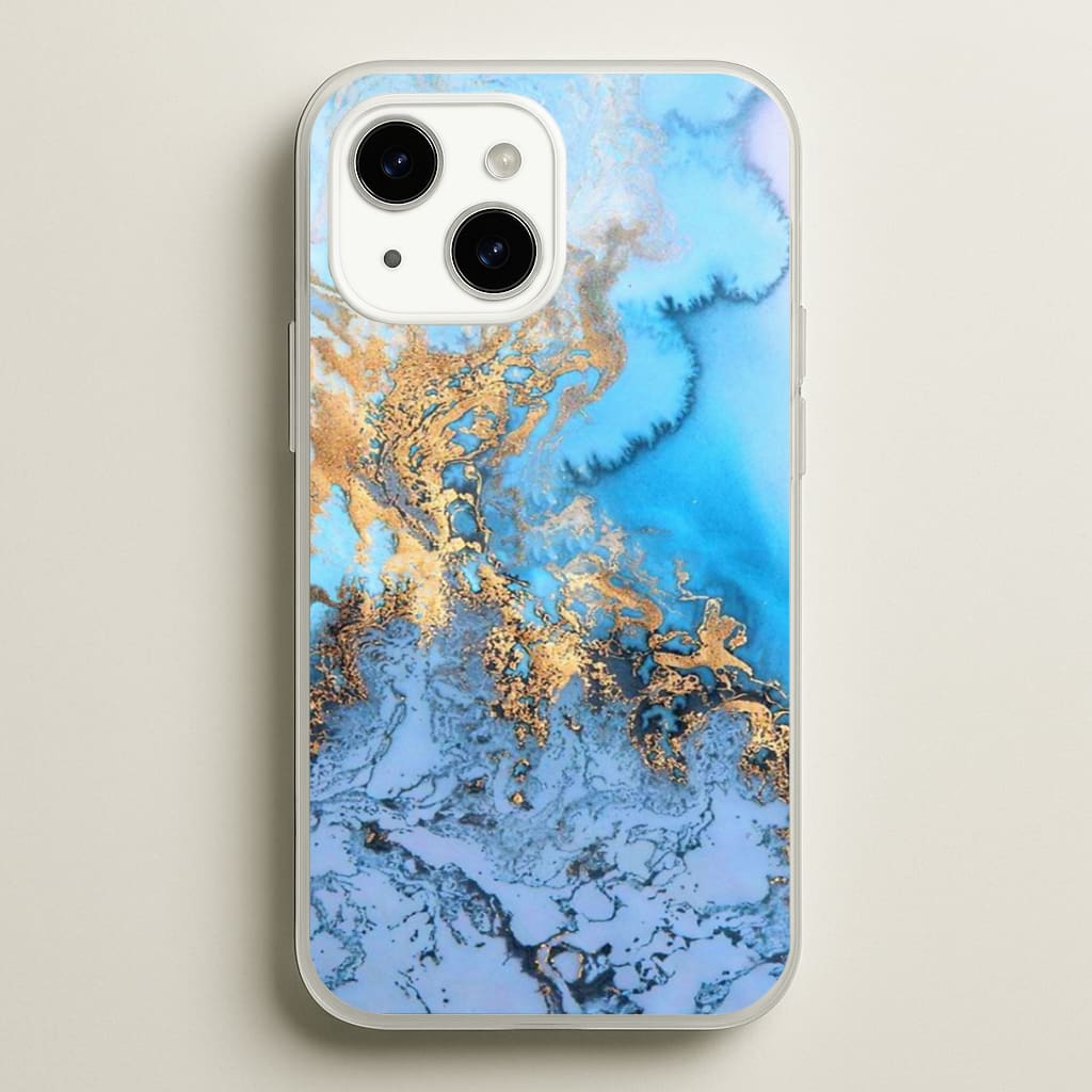 Sea Blue and Gold Marble Phone Case