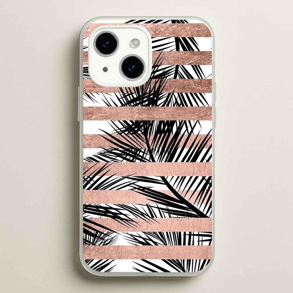 Rose Gold Tropical Palm Leaf Pattern Phone Case