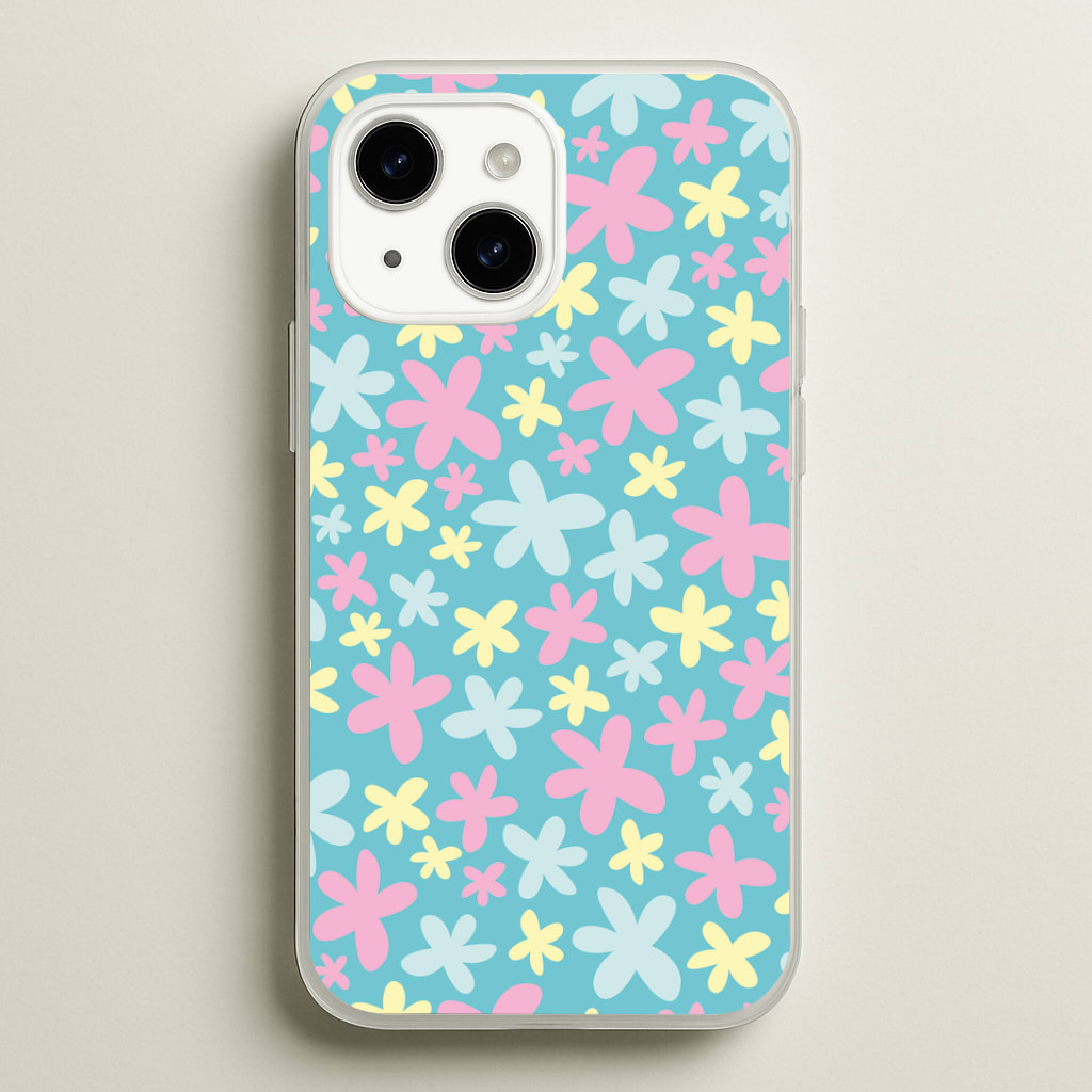 Blue, Pink And Yellow Flowers - Spring Patterns Phone Case