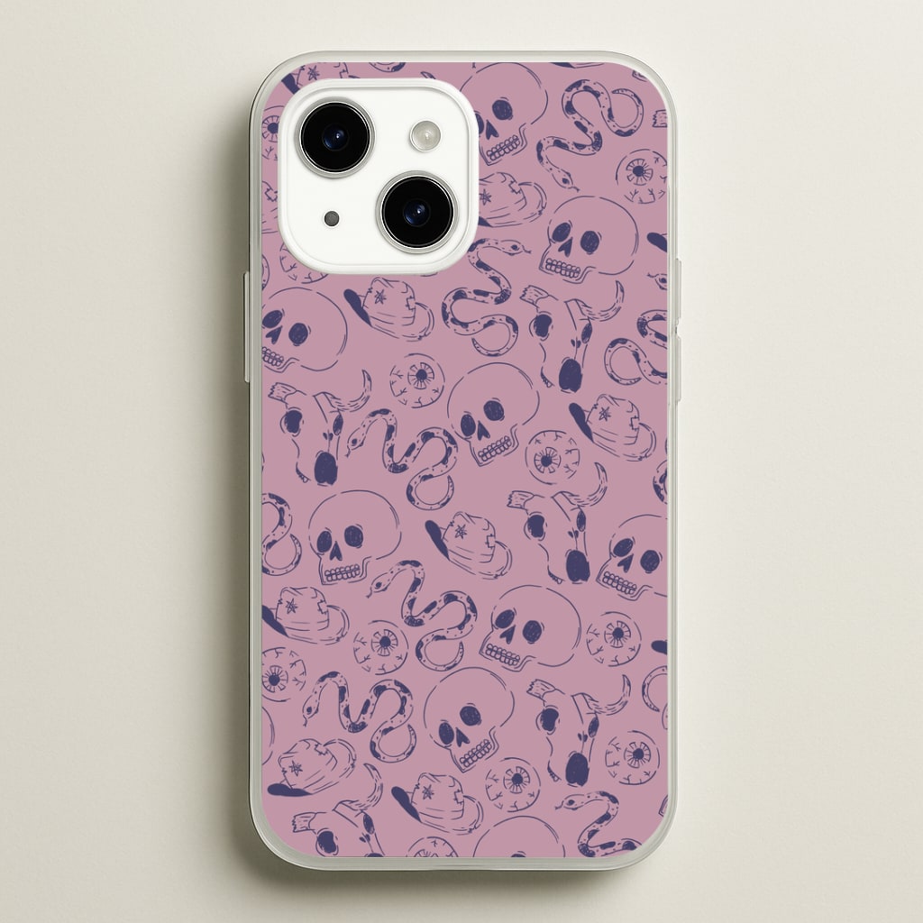 Purple Snakes And Skulls - Western Phone Case