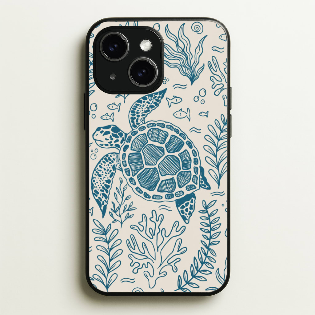 Teal Turtle Reef Phone Case
