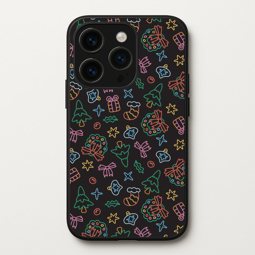Neon Christmas Icons Pattern I Phone Case
