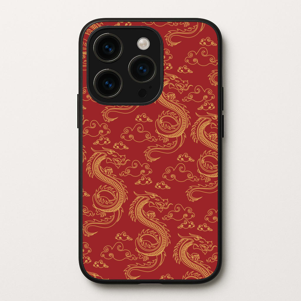 Red And Gold Dragon Pattern Phone Case