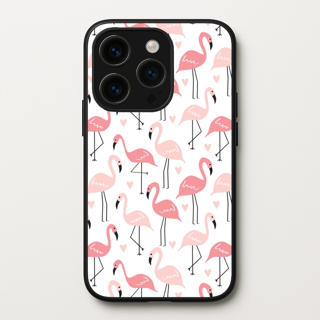 White & Pink Flamingo Pattern Phone Case