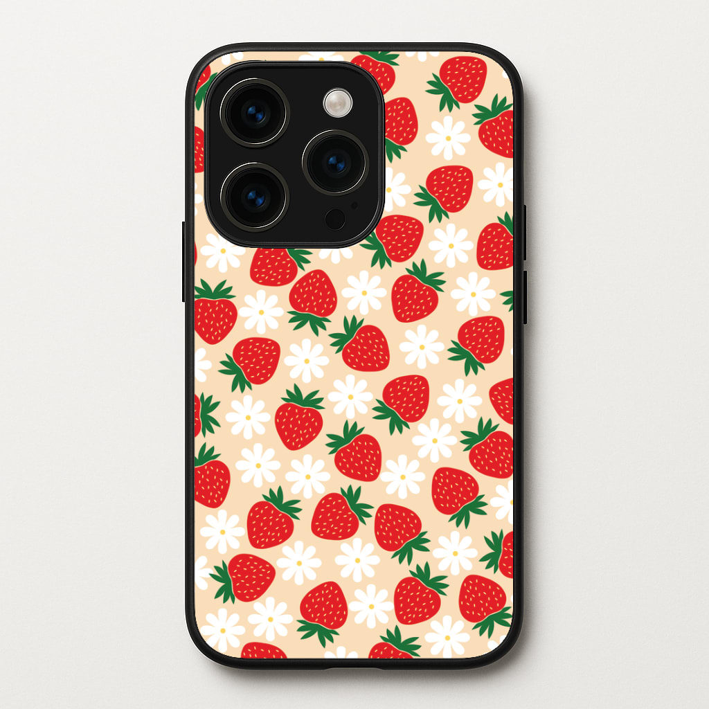 Strawberries and Flowers - Spring Patterns Phone Case