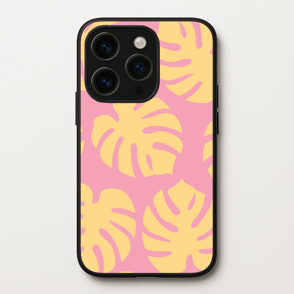Pink And Yellow Summer Leaves Pattern Phone Case