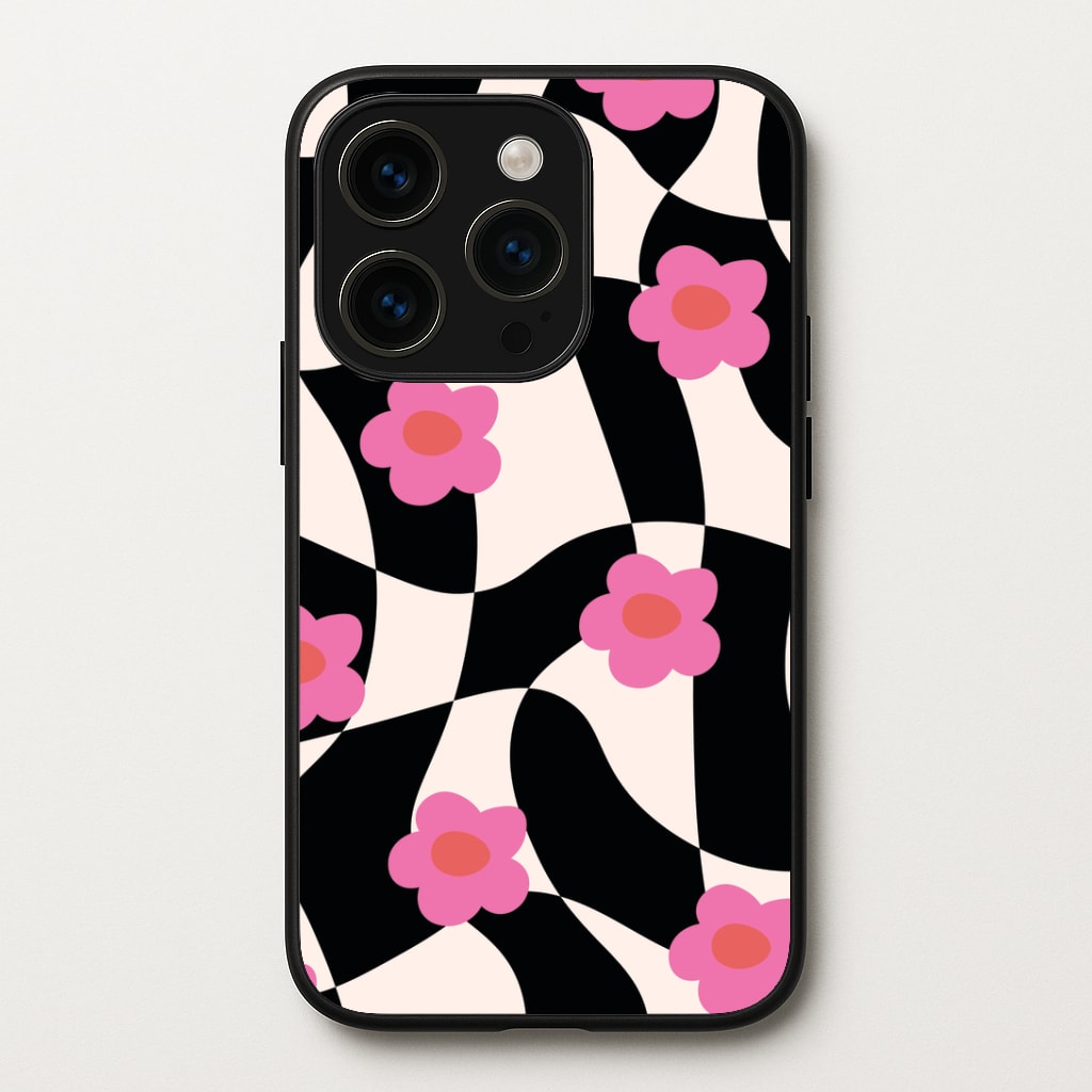 Checkboard Flowers - Trippy Patterns Phone Case