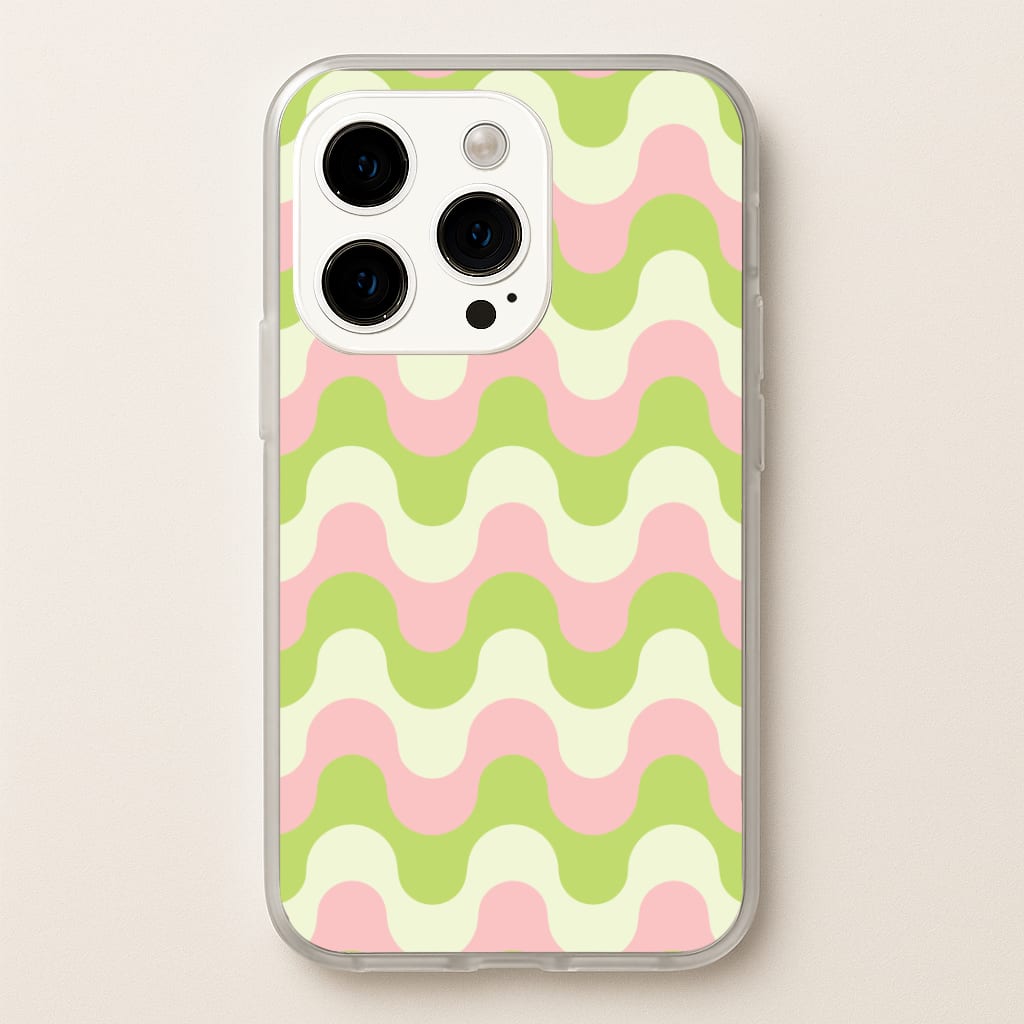 Green And Pink Retro Waves Pattern Phone Case