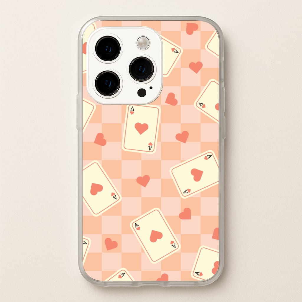 Cute Playing Cards And Hearts Pattern Phone Case