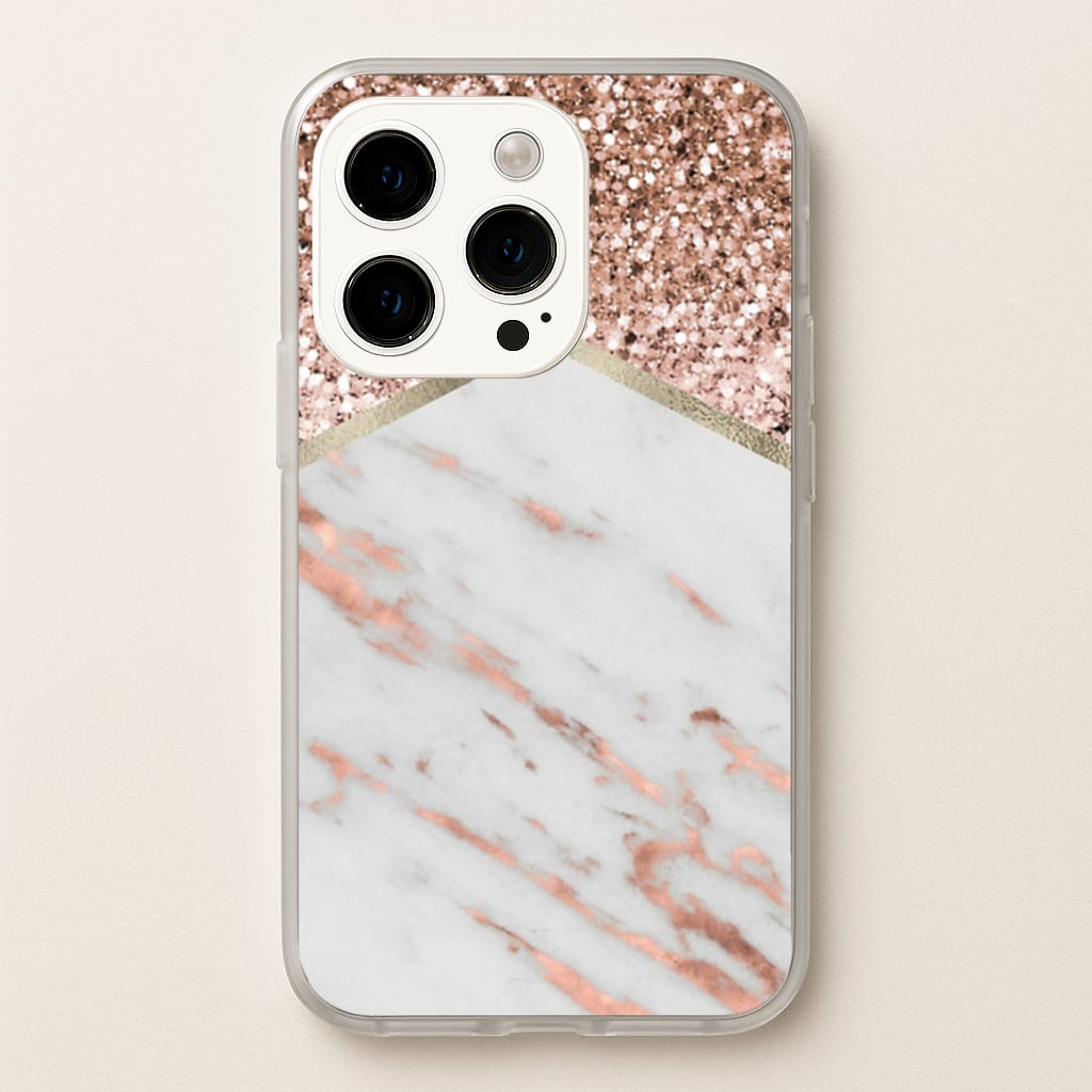 Rose Gold Marble & Glitter Phone Case