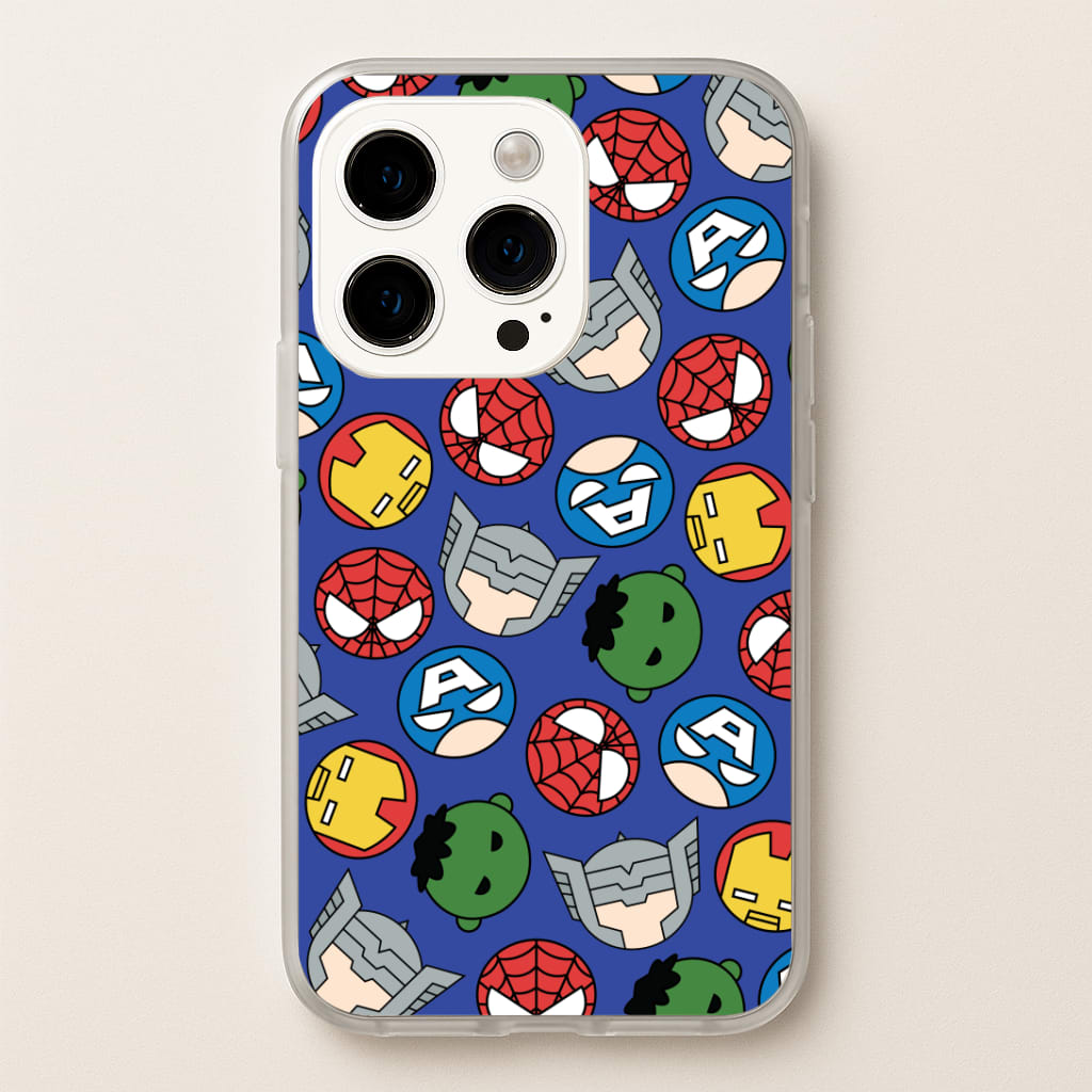 Cute Chibi Heroes Pattern Blue Phone Case