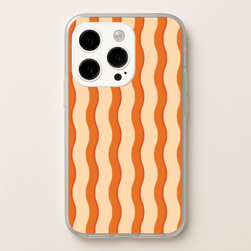 Orange Wavy Stripes Pattern Phone Case