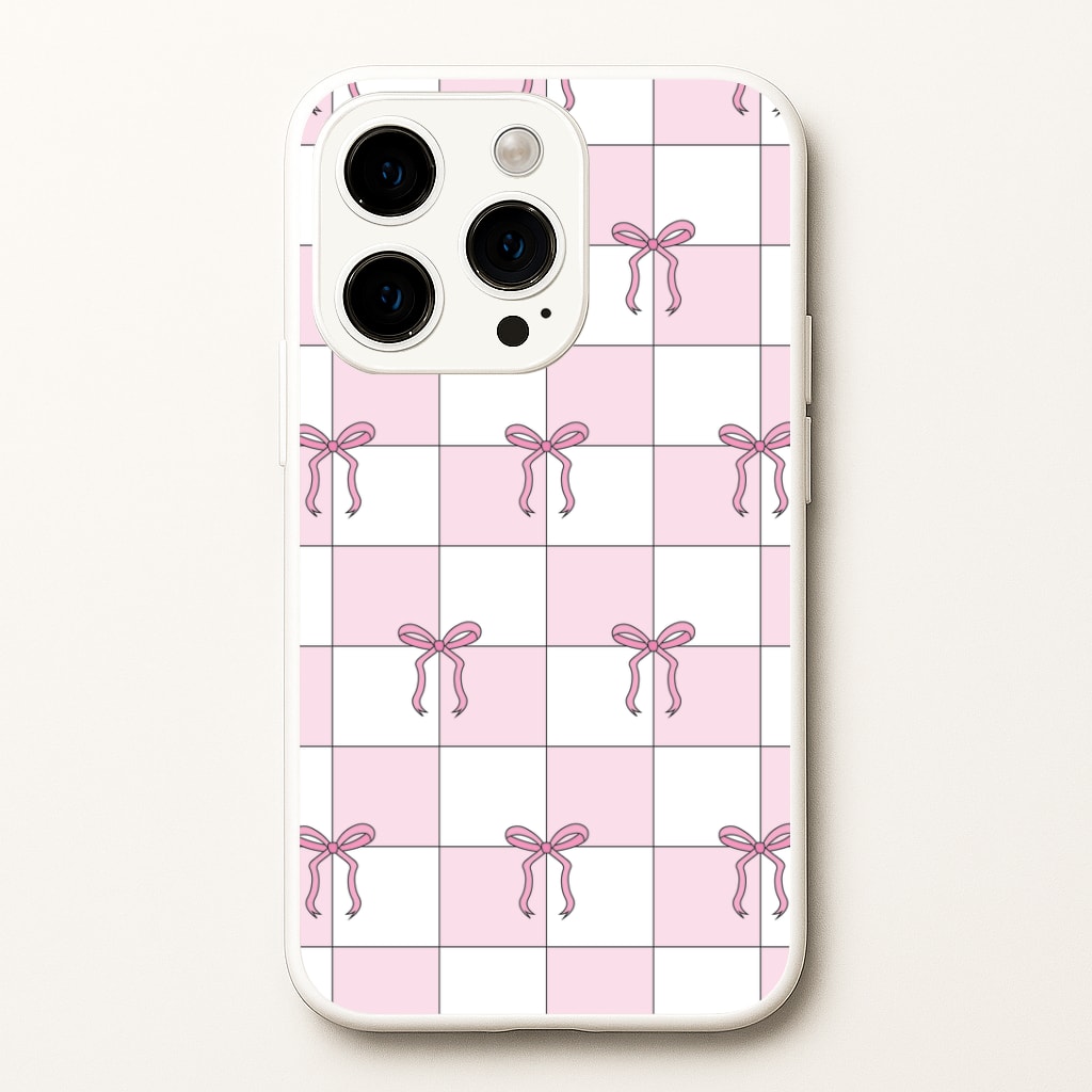 Checkered Pink Coquette Bows Phone Case