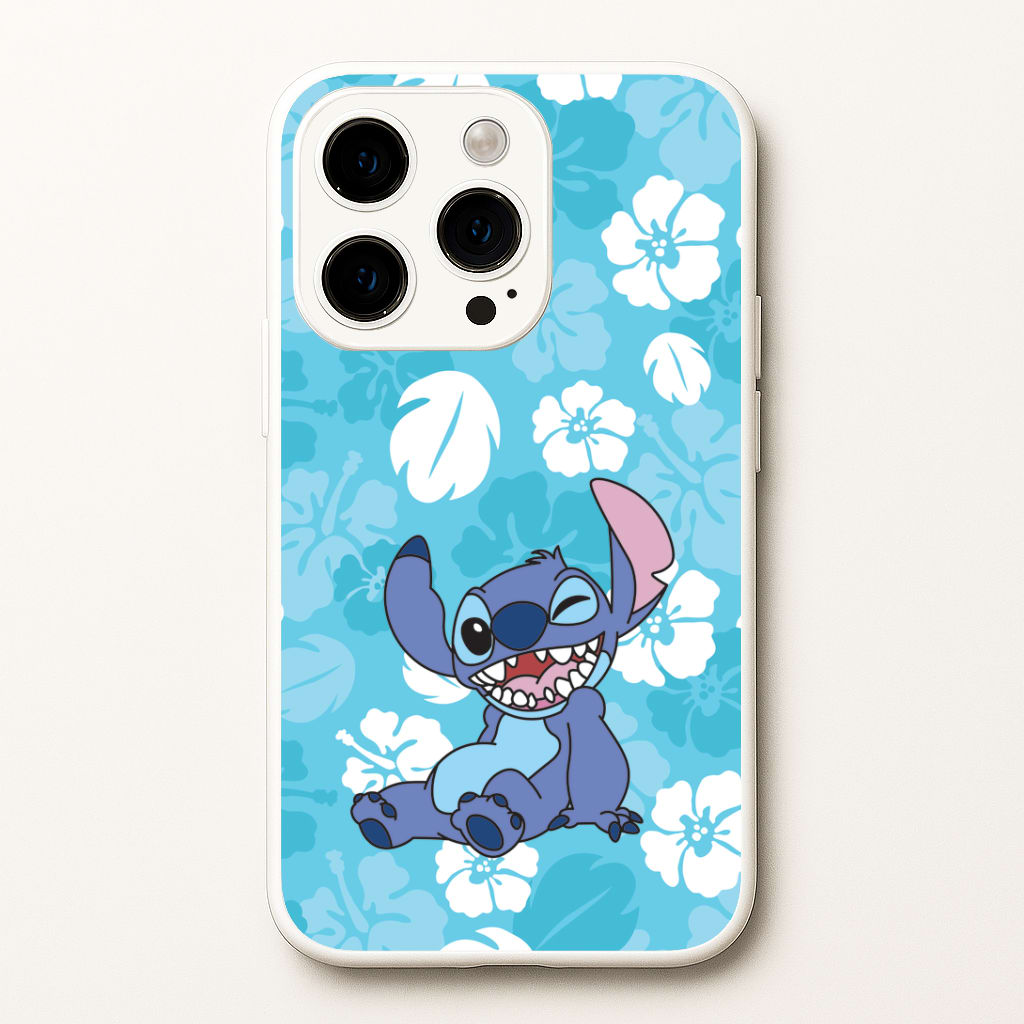 Cute Blue Alien Floral Pattern Phone Case