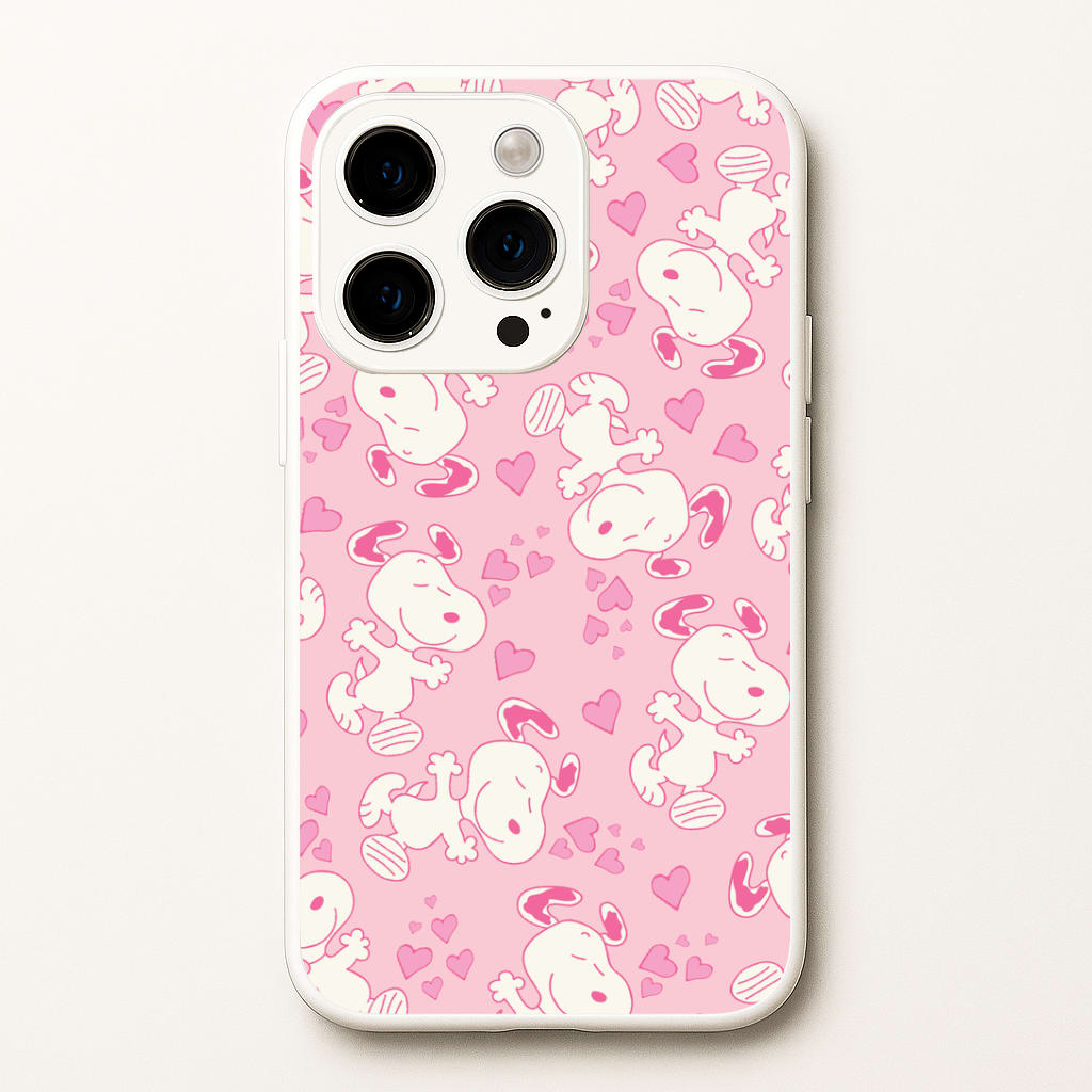 Cartoon Beagle Valentine Hearts Pattern Phone Case