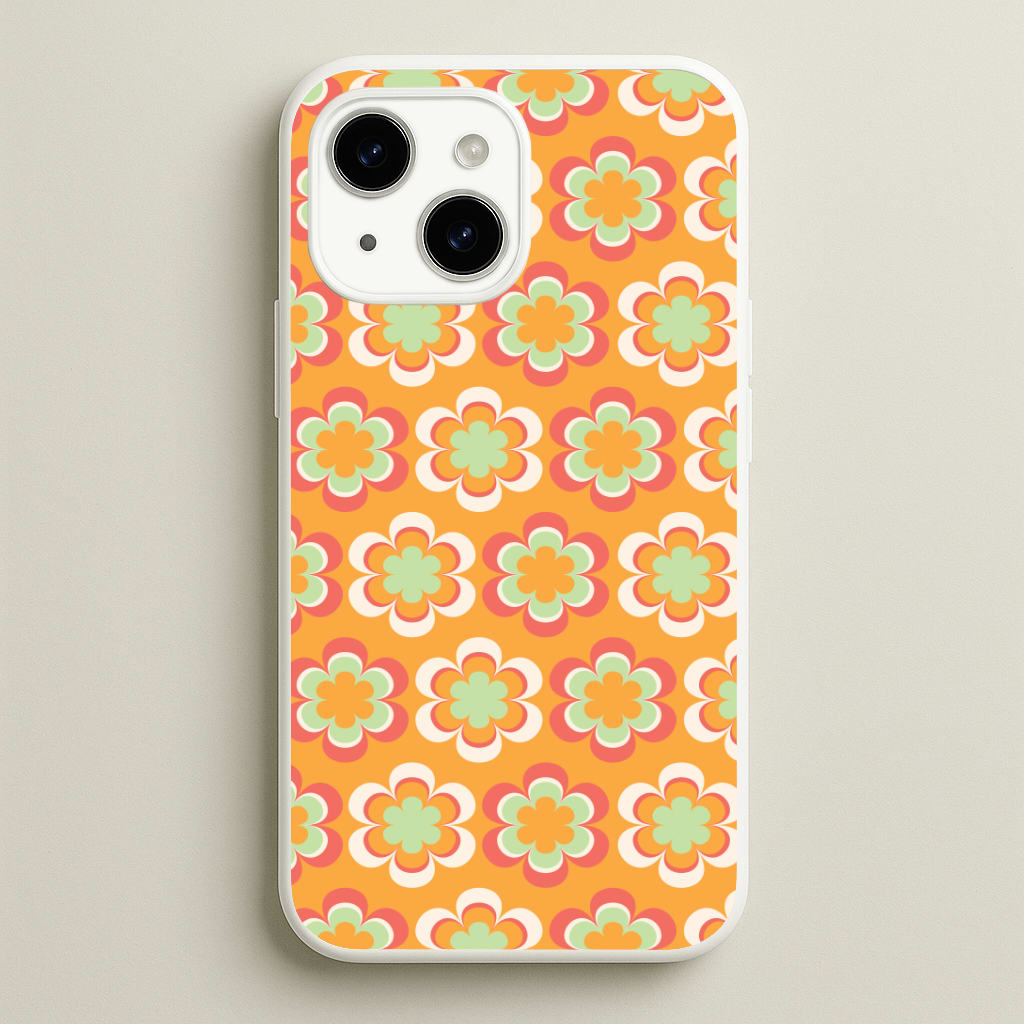 Orange Retro Flowers Pattern Phone Case