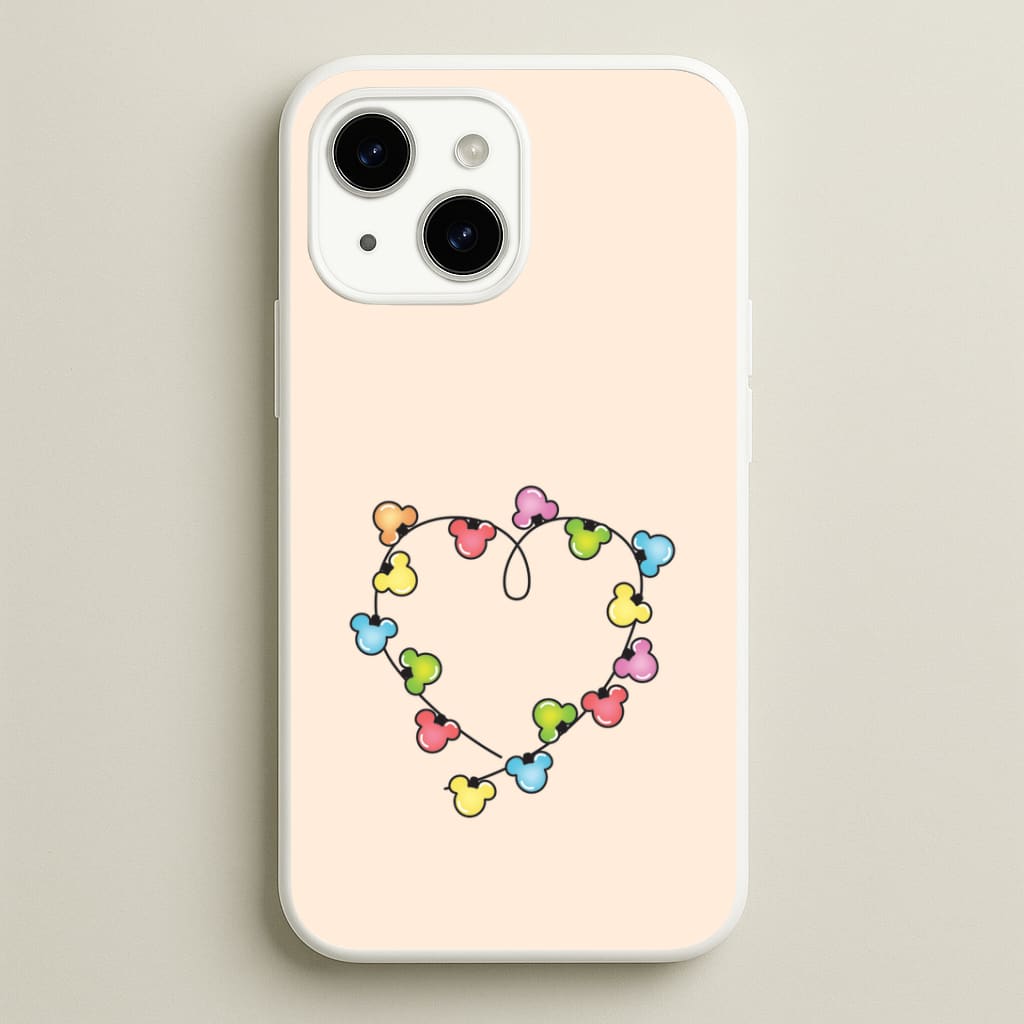 Cartoon Mouse Christmas Fairylights Heart Phone Case