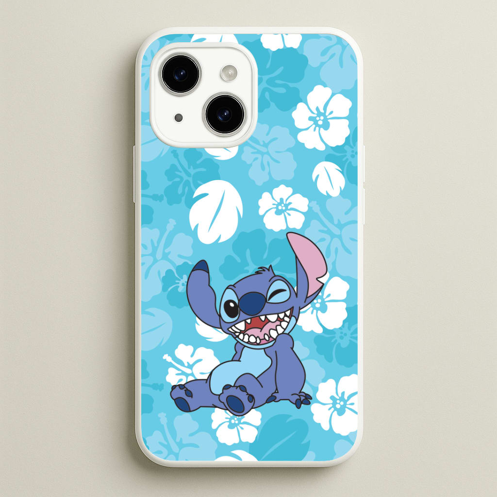 Cute Blue Alien Floral Pattern Phone Case