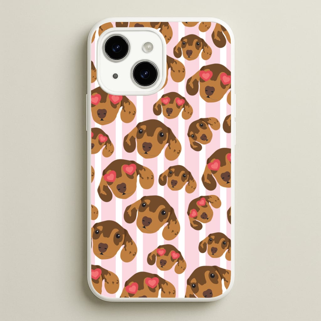 Stripes And Dachshunds Pattern Phone Case