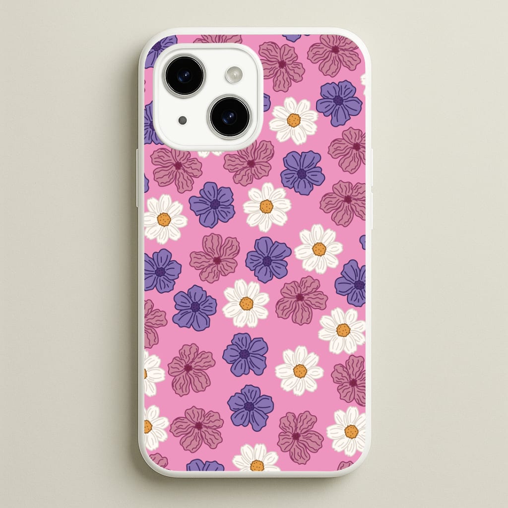 Pink, Purple And White Flowers - Floral Patterns Phone Case