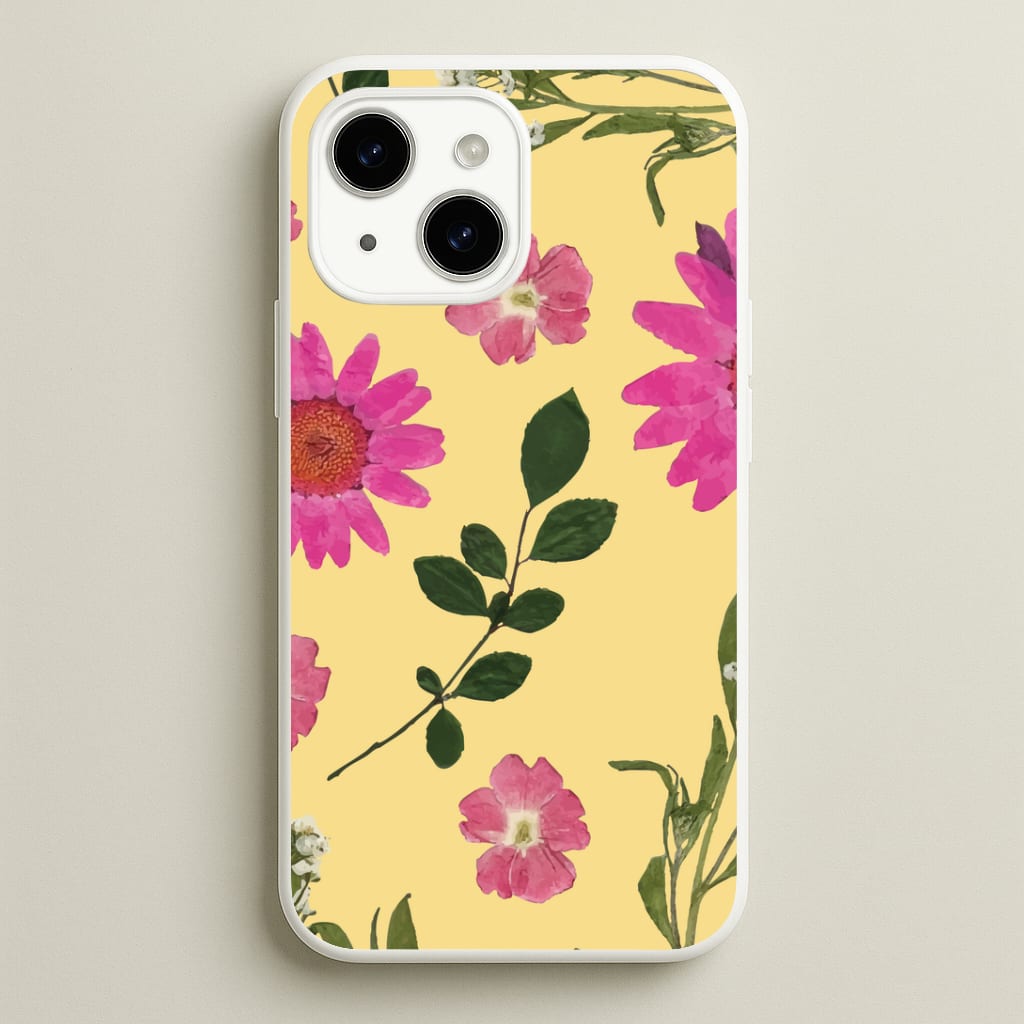 Pressed Plants Yellow Phone Case