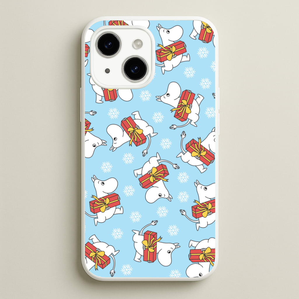 Present And Snowflakes Moom Pattern Phone Case - iPhone 15 / Standard
