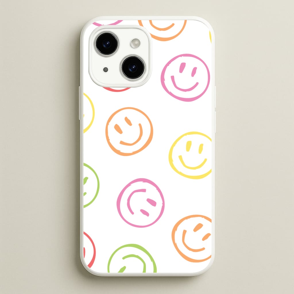 Colourful Sketched Smileys Pattern Phone Case