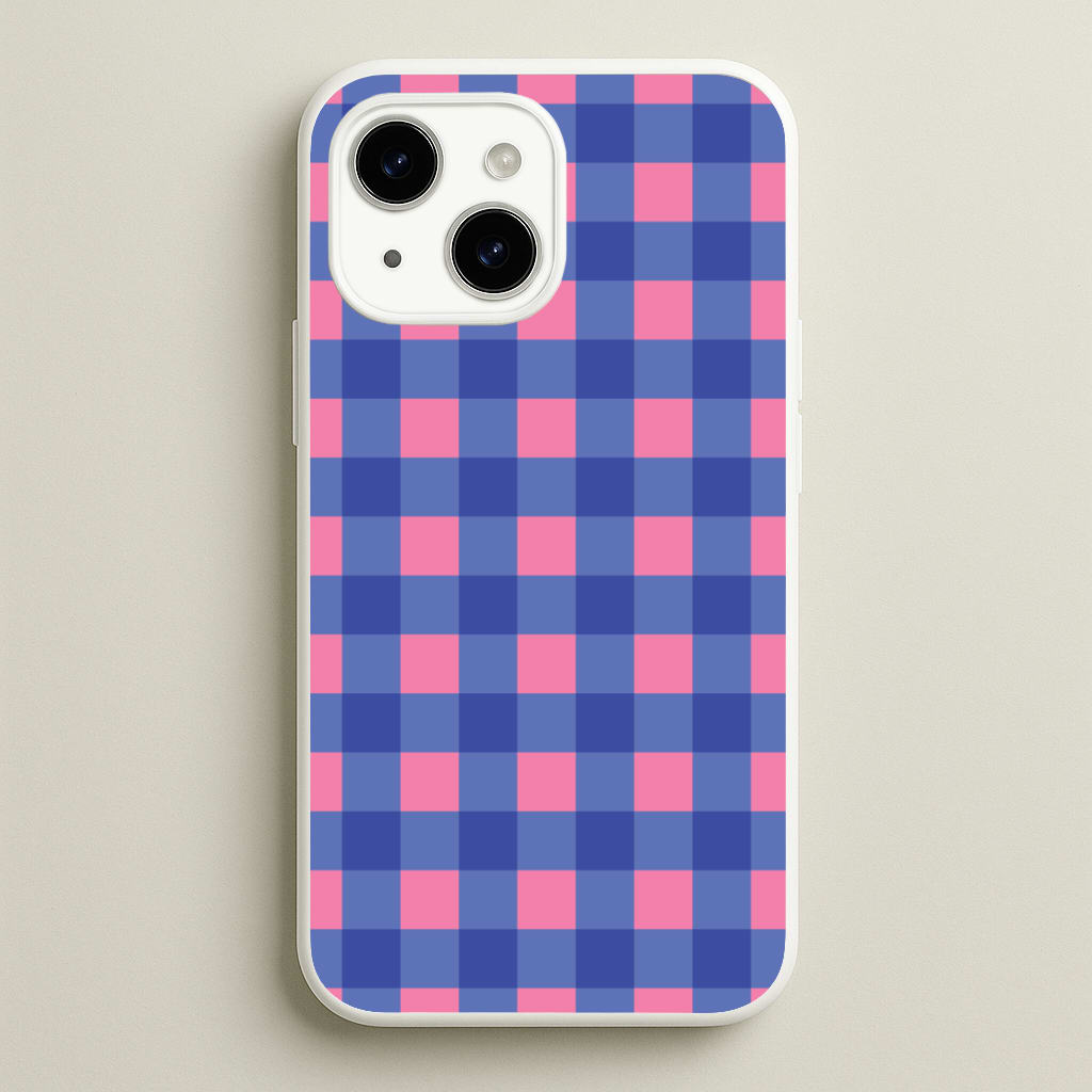 Pink And Blue Checkered Pattern Phone Case