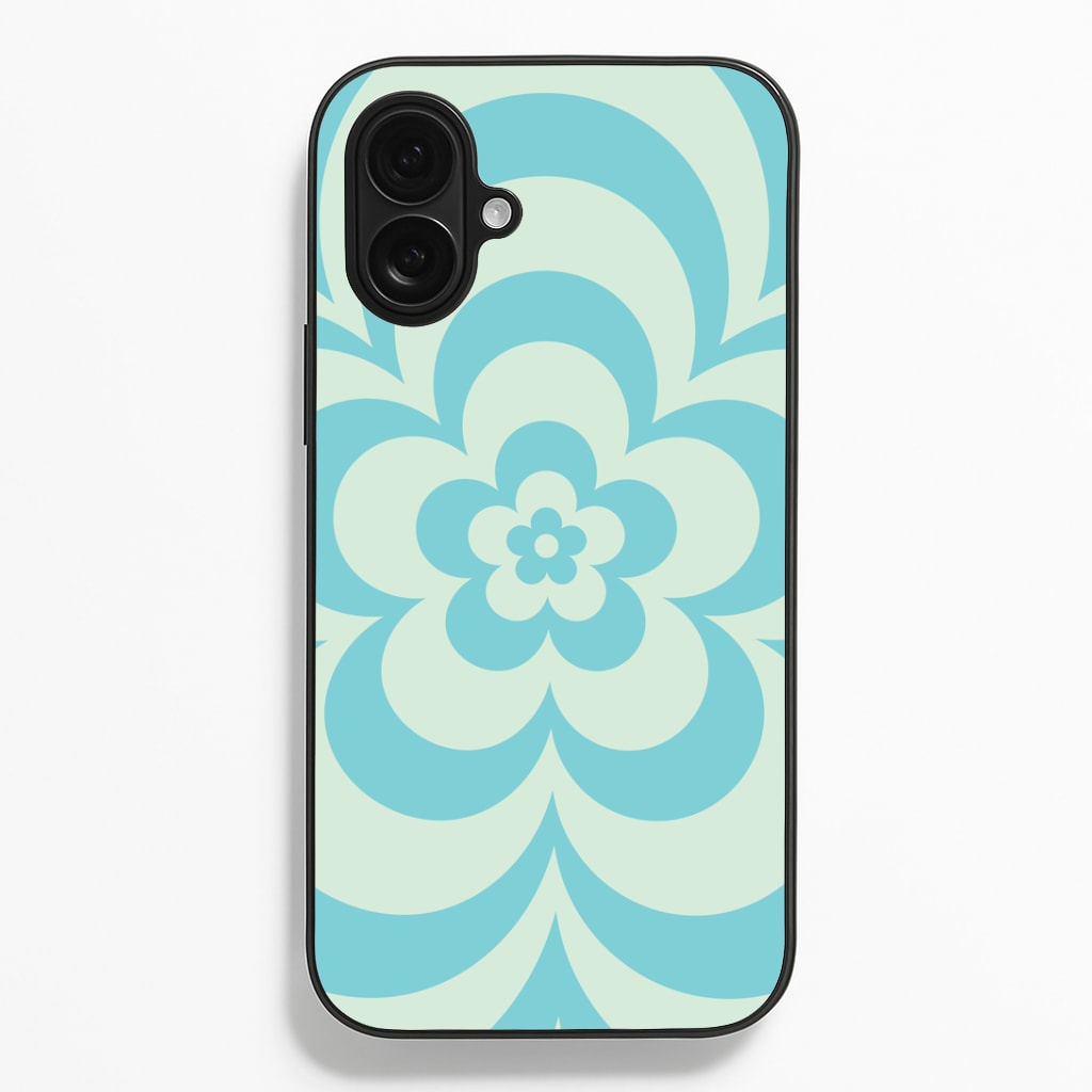 Teal Abstract Flower Pattern Phone Case