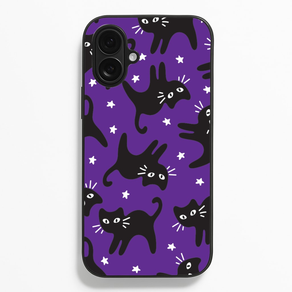 Cartoon Black Cats And Stars Pattern Phone Case