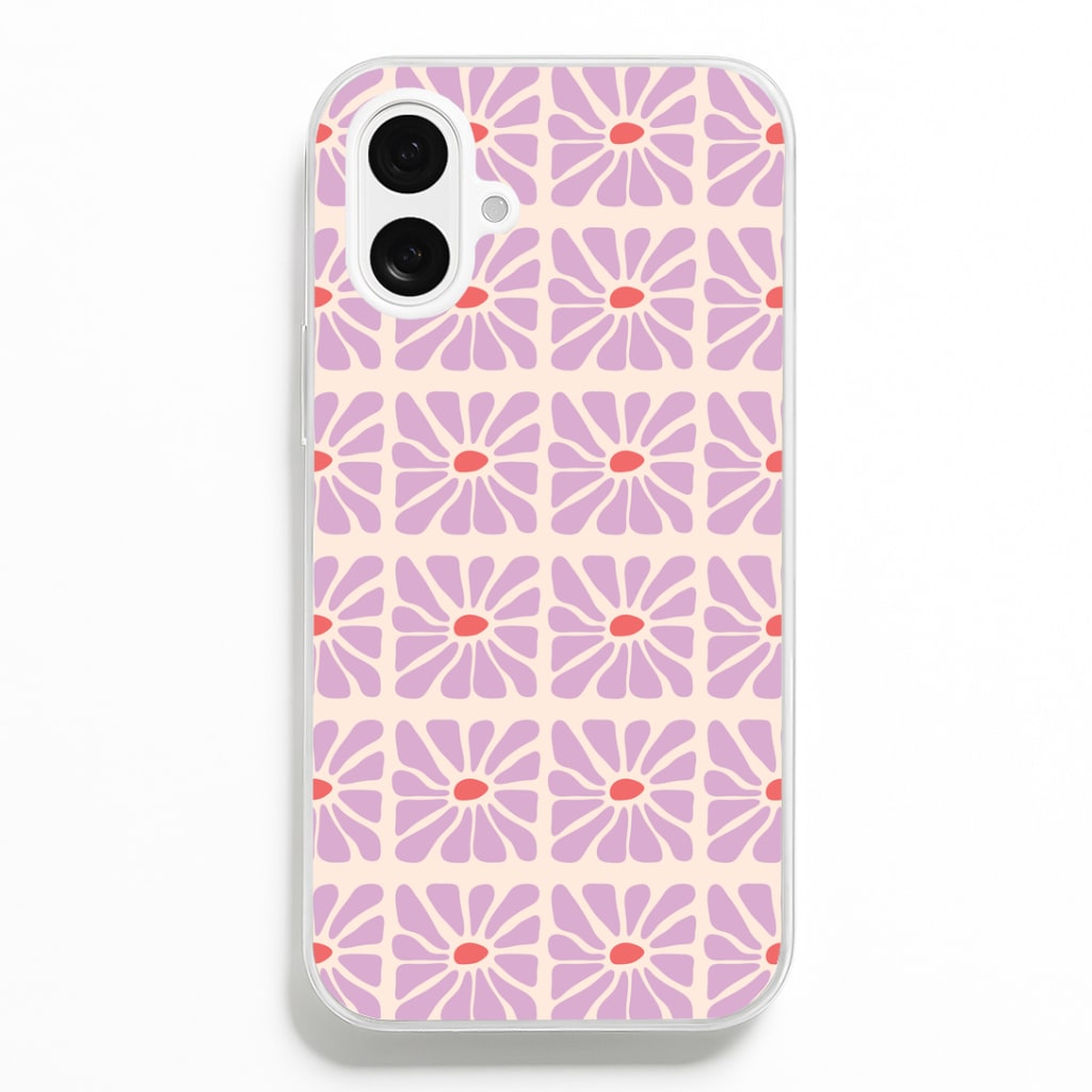 Square Abstract Flowers Mauve Phone Case