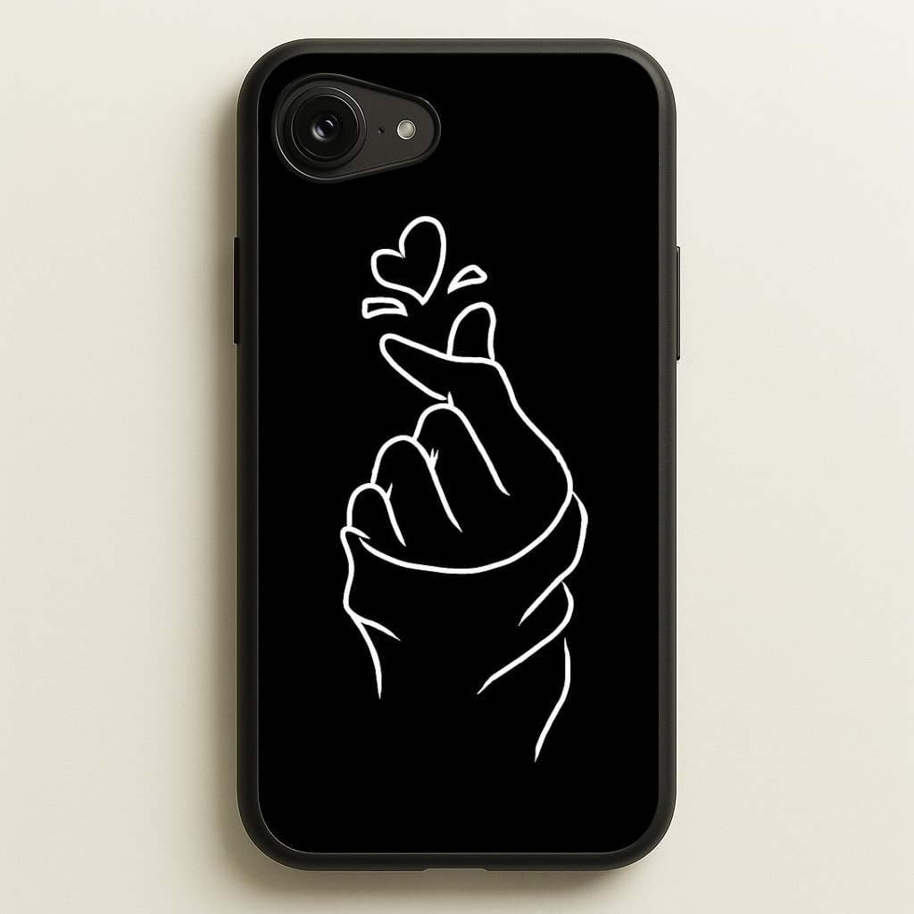 Cute Heart Finger Snap Black Phone Case