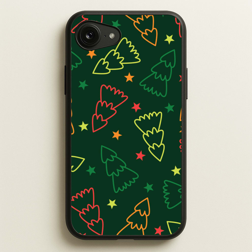 Colourful Christmas Tree Outlines Pattern Phone Case