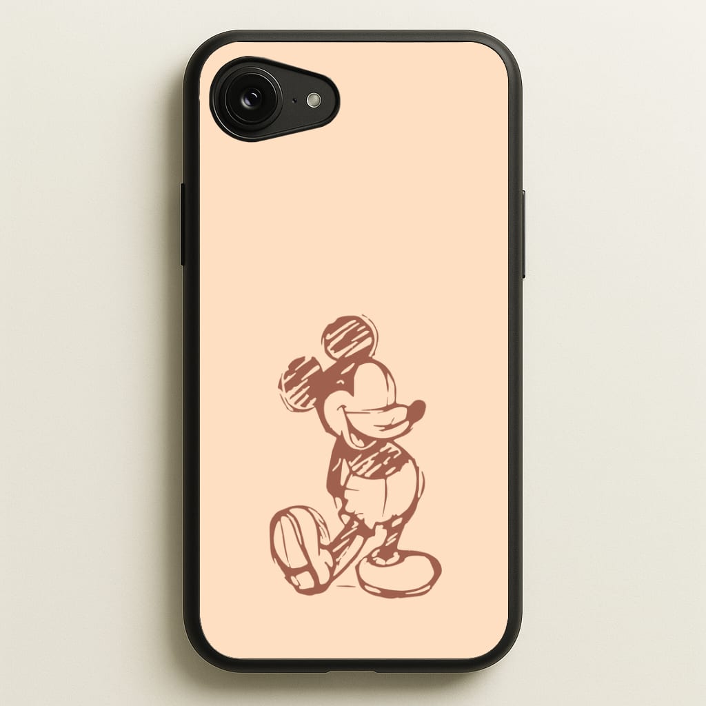 Sketched Mouse Outline Beige Phone Case