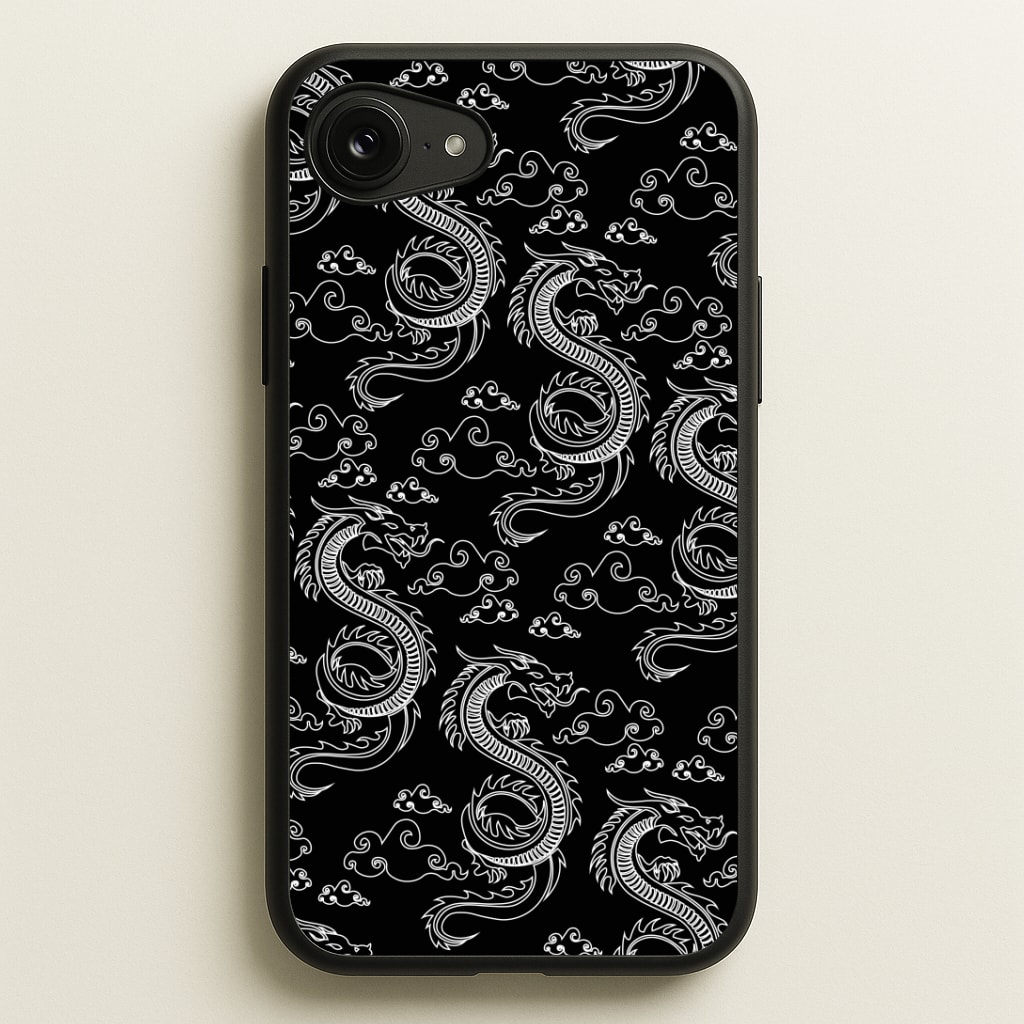 Black And White Dragon Pattern Phone Case