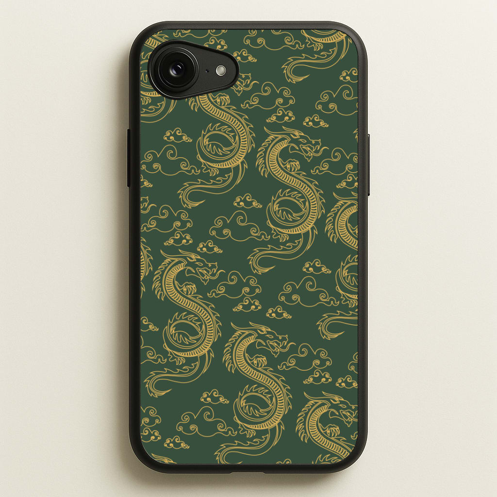Green And Gold Dragon Pattern Phone Case