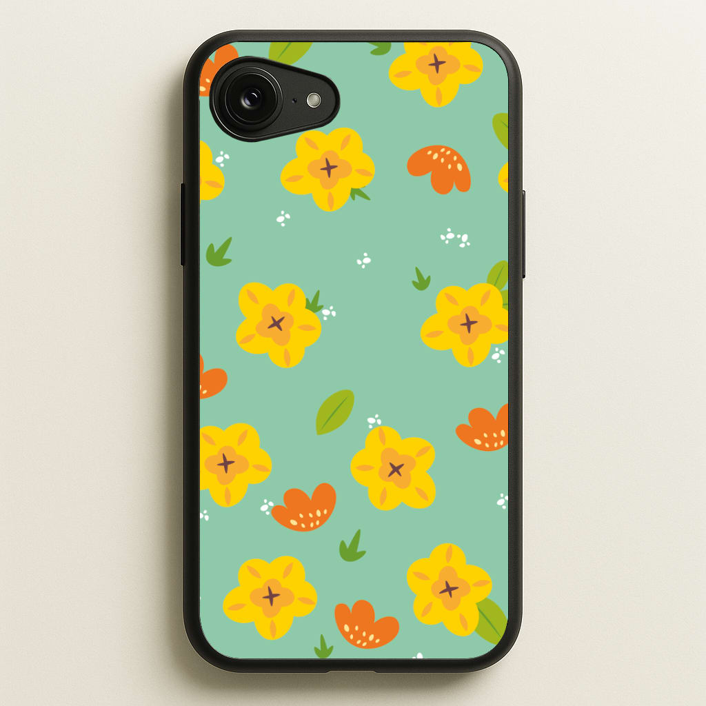 Yellow And Orange Pattern - Floral Phone Case