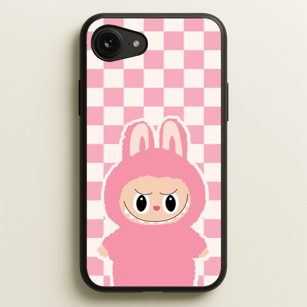 Checkered Cute Pink Monster Phone Case