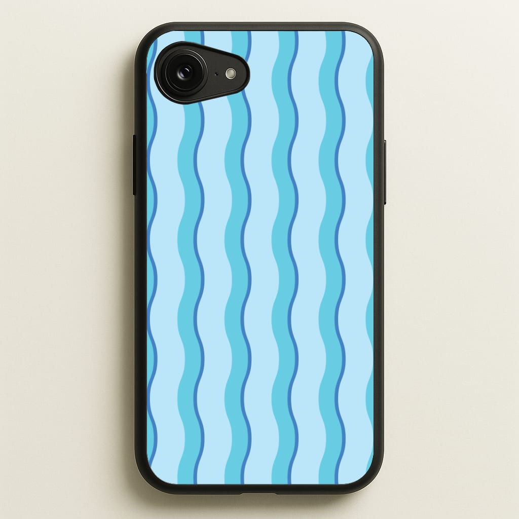 Blue Wavy Stripes Pattern Phone Case