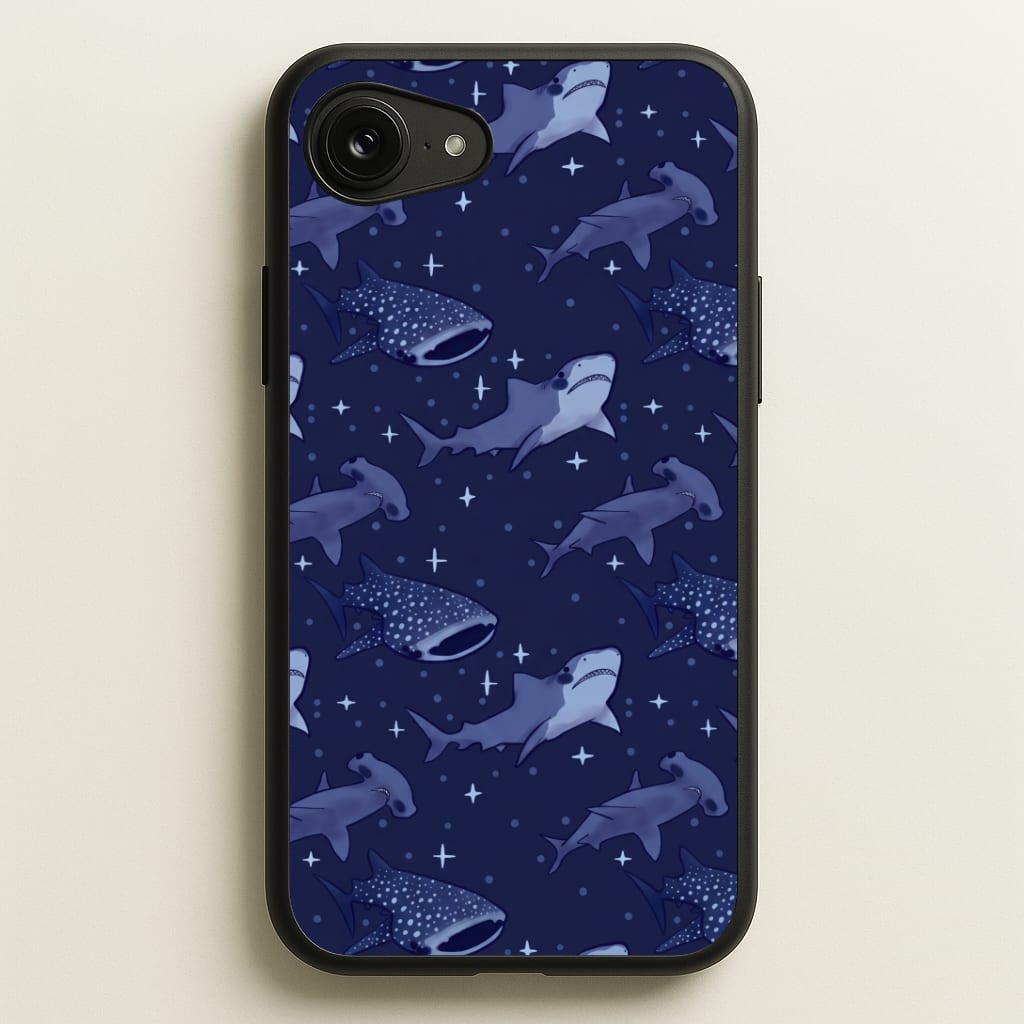 Navy Shark Pattern Phone Case