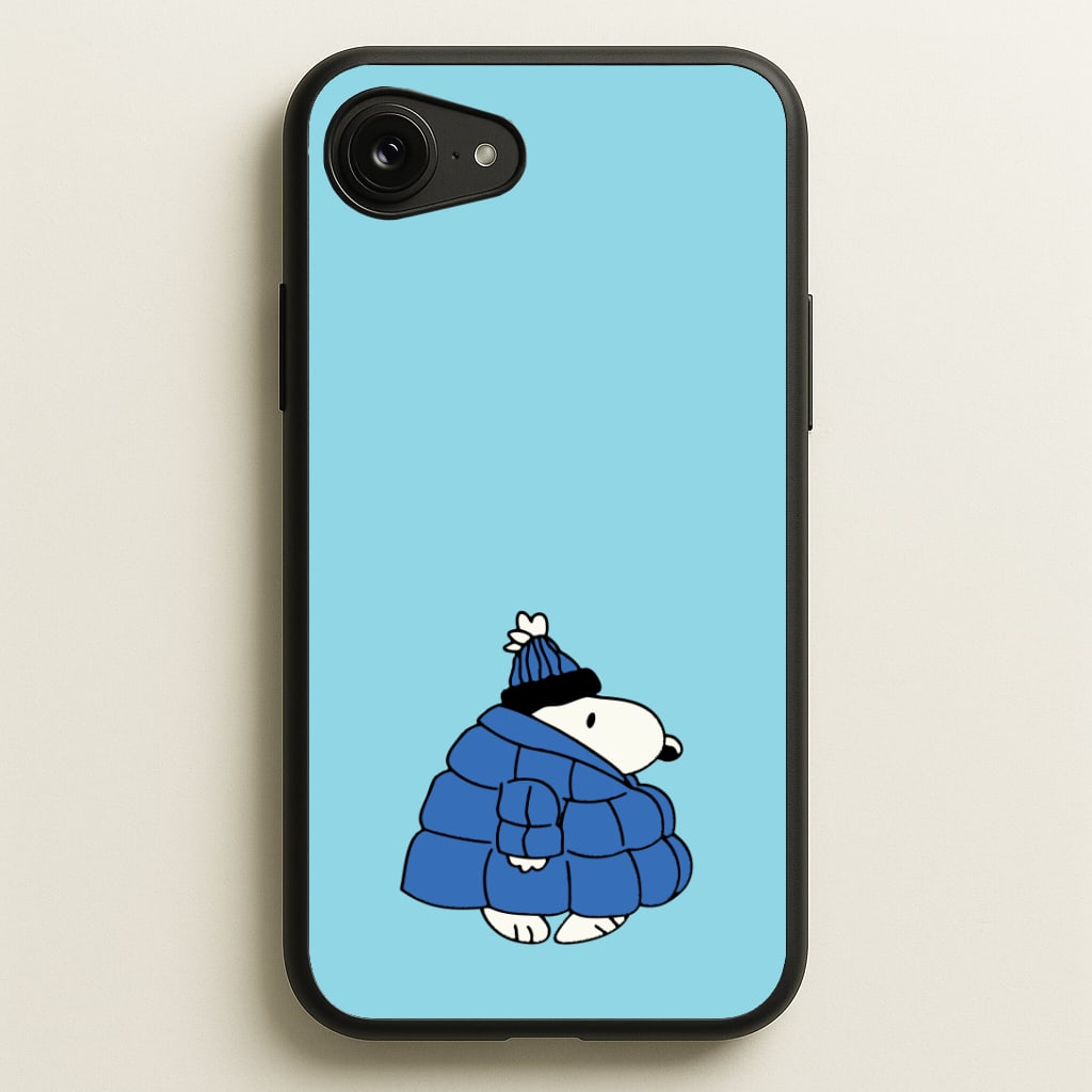 Cartoon Beagle Puffer Jacket Blue Phone Case