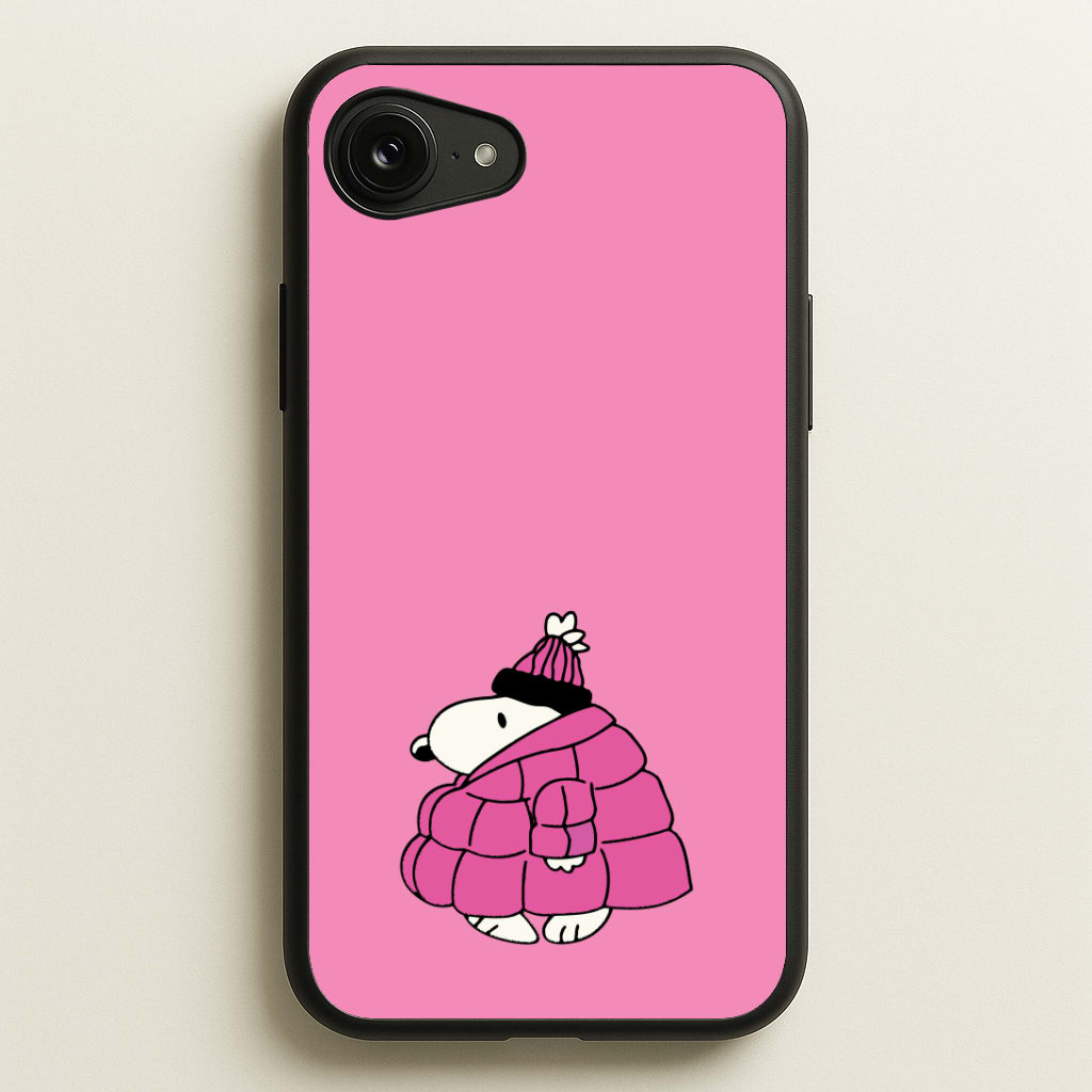 Cartoon Beagle Puffer Jacket Pink Phone Case