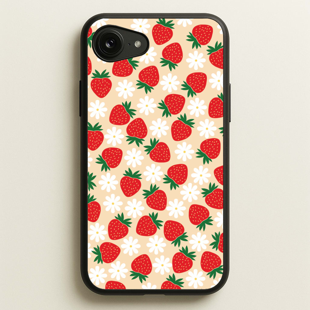 Strawberries and Flowers - Spring Patterns Phone Case