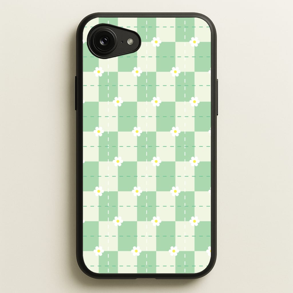 Green Plaid Daisies Phone Case