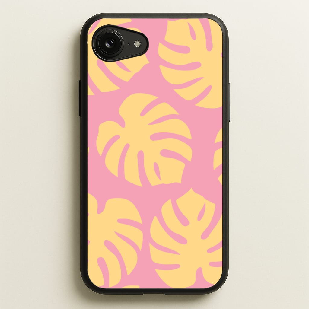Pink And Yellow Summer Leaves Pattern Phone Case